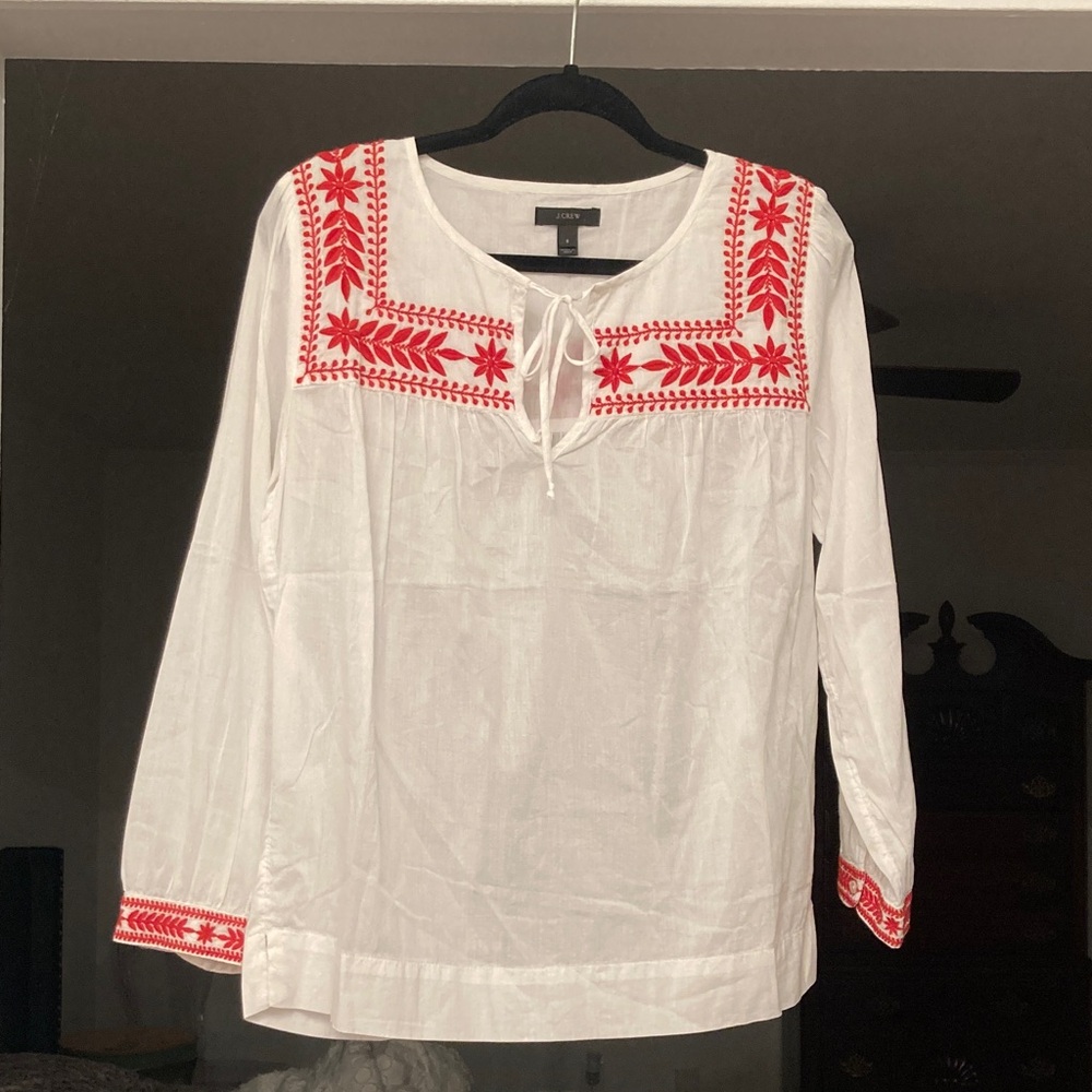 J.Crew White  and Red Women's Top size Small